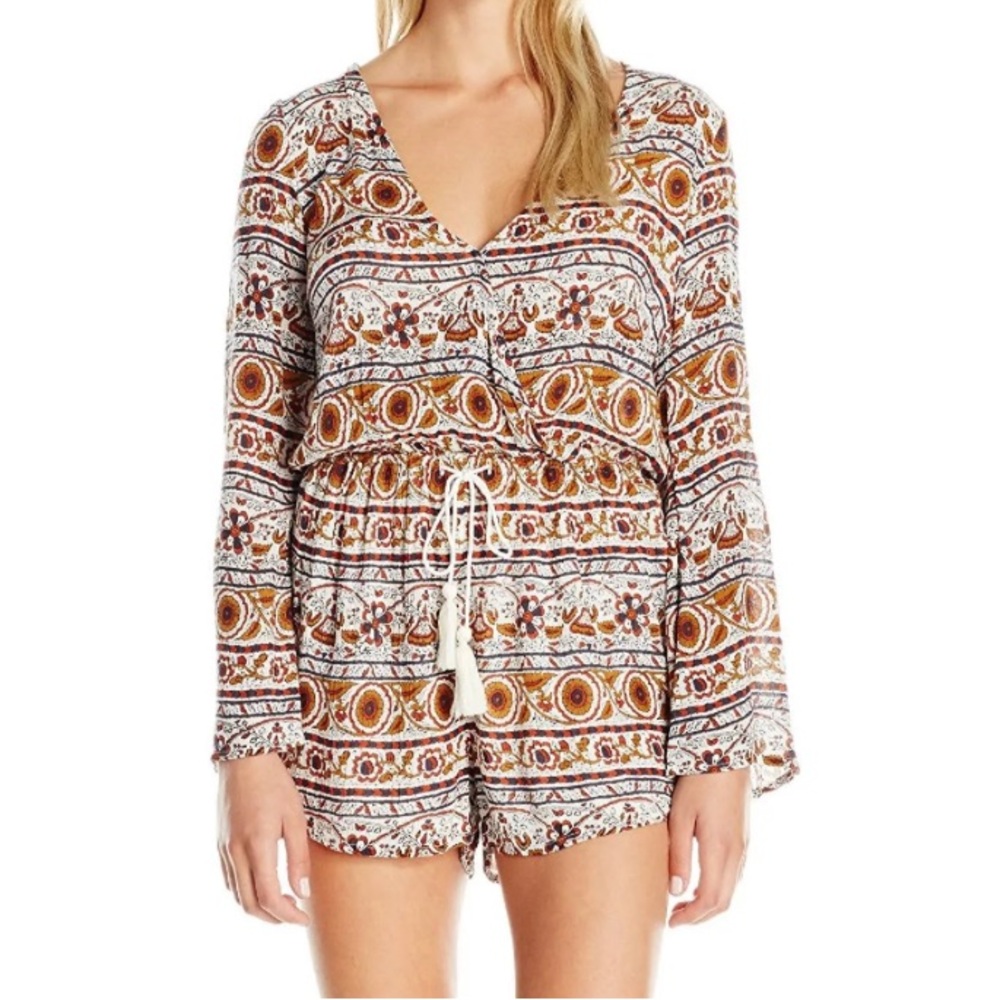 O’Neill violet boho Print Romper with Bell Sleeves